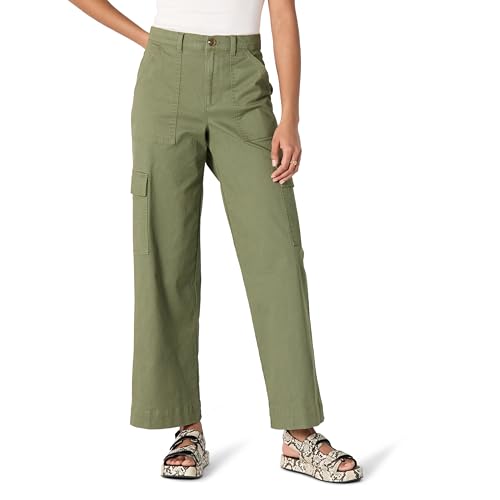 Amazon Essentials Women's High-Rise Relaxed-Fit Full-Length Wide Leg Cargo Khaki Pant