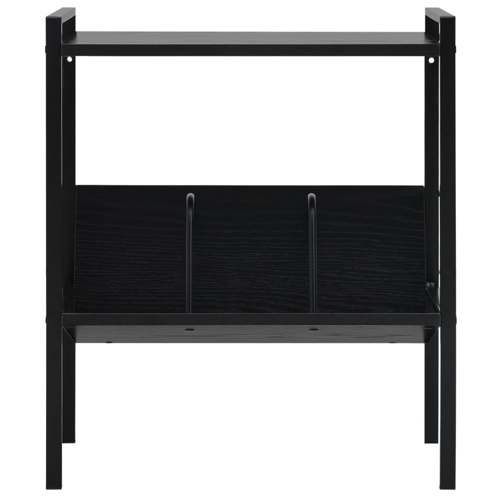 Scaffale Porta Libri a 2 Ripiani Nero 52x28x59 cm | Struttura compatta stile industriale in acciaio e legno multistrato per soggiorno, studio e veranda.