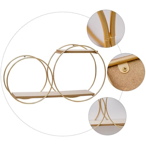 Estante colgante redondo Alipis con metal dorado y madera de diseño 5