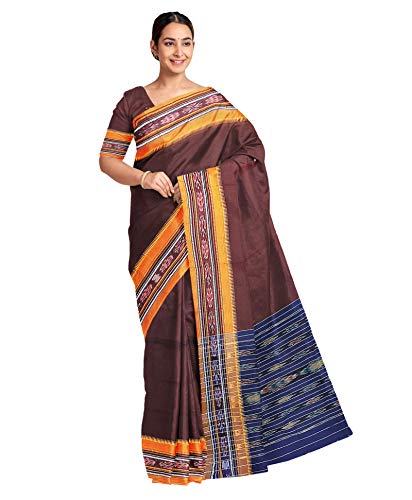 Image of Odisha Sambalpuri Handloom Ikat Women's Cotton Saree, Odisha Handloom Handmade Pure Cotton Khandua Saree, Ikkat Orissa Traditional Handloom Saree Without Blouse