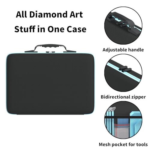 Image of VANSUNS 60 Slots Diamond Painting Storage Containers Kits, Thickened Waterproof Portable Bead Storage Boxes for Diamond Painting Accessories and Tools, Blue