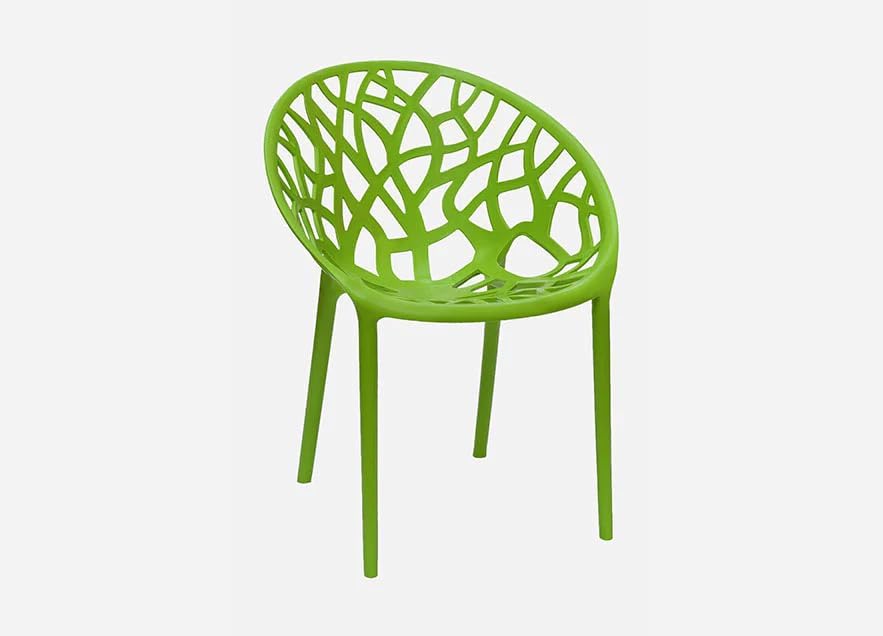Image of activa Crystal Plastic Arm Chair | Stackable Indoor Outdoor Chair for Home, Balcony, Patio & Garden | Comfortable Designer Armrest Chair | Durable Plastic Seating Furniture (Green, Set of 2)