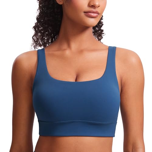 Image of CRZ YOGA Butterluxe U Back Sports Bras | Light Support, Removable Pads, Yoga, Extremely Soft, Longline, Scoop Neck, Wide Straps, for Women