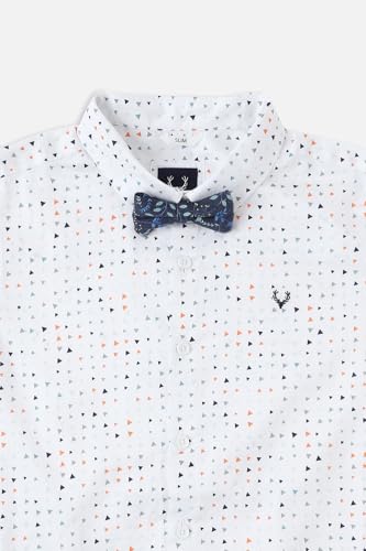 Image of Allen Solly Boys' All-Over Print Shirt | Bow Tie Detail | Regular Fit | Wedding & Festive