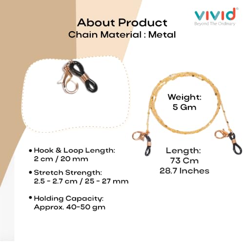 Image of Unisex Specs Holder Hook & Loop Anit Slip Eyewear Lanyard Metal Strap Chain