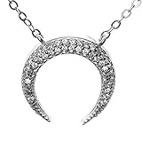  Collar colgante luna invertida de Plata de Ley con circonita