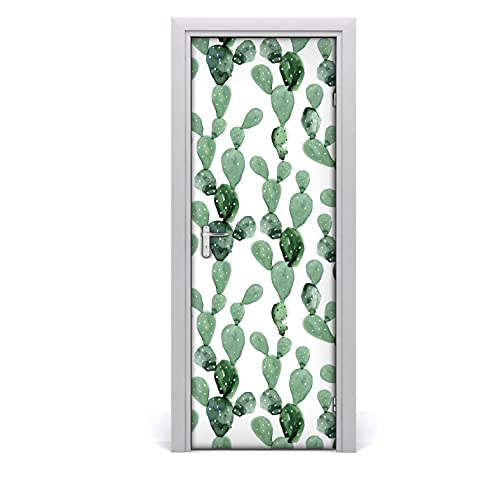 Vinilo de puerta extraíble con estampado botánico de cactus Opuntia 2
