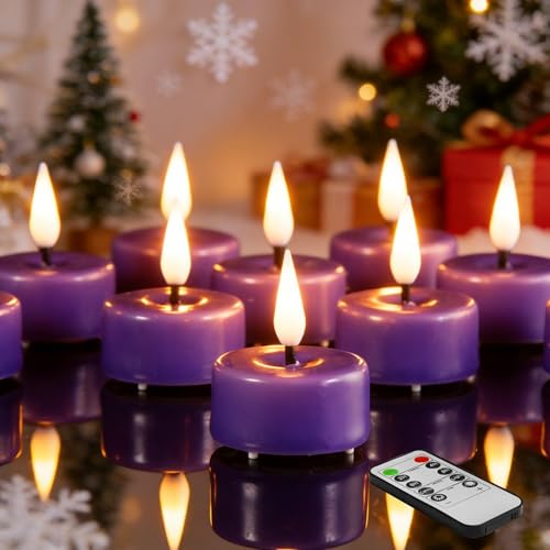 Eywamage Lila Flammenlose Wachsteelichter mit Fernbedienung und...