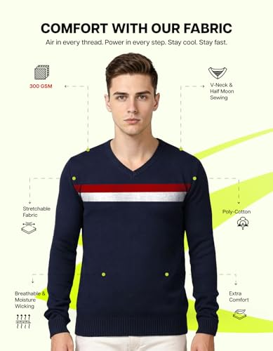 Image of AWG ALL WEATHER GEAR Men's Woolen V-Neck Full Sleeve Sweater