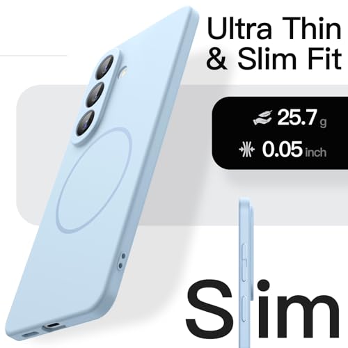 Image of JETech Magnetic Slim Cover Case for Samsung Galaxy S26, Compatible with MagSafe, Anti-Slip Grip & Full Camera Lens Protection, Ultra-Thin Lightweight Matte Finish Phone Cover (Sky Blue)
