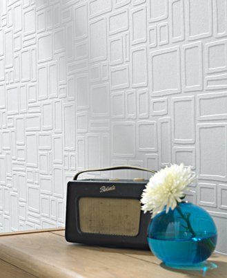 Graham And Brown 17772 Feature Wall Squares Wallpaper White, 20.5 X 396 Inches #TOP1