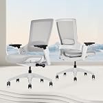 CLATINA Office Chair Swivel Executive Chair, Adjustable Ergonomic Computer Chair with 3D Armrest and Lumbar Support, Mesh Backrest Task Chair for Home Office Conference Room Grey - Image 2