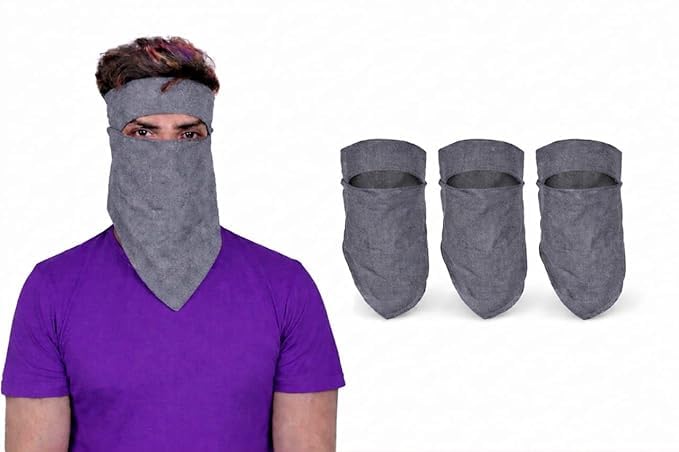 DARK GREY FACE MASK (3 PCS) Men, Women and kids Cotton Reusable, washable Face Mask Ideal For Scooter And Sun PROTECTION, DUSR PROTECTION, (piece of 3)-image-22