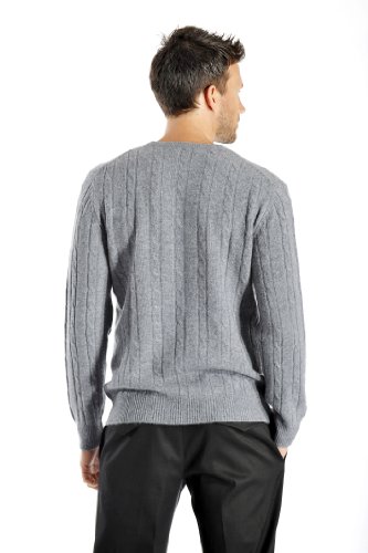 Cashmere Boutique 100% Pure Cashmere Cable Pullover Sweaters for Men – Crew Neck, Long Sleeve, Lightweight, Soft and Warm4