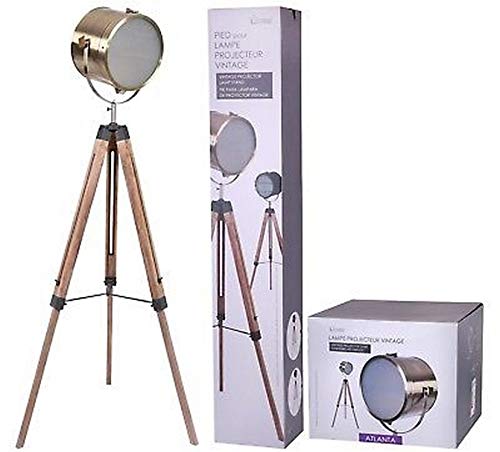 LAMPE DESIGN PIED TREPIED TEMPETE MARINE CINEMA PROJECTEUR BOIS INDUSTRIEL PHOTOGRAPHE