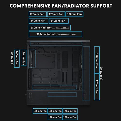 Image of Lian Li LANCOOL 217 INF Infinity Mirror Computer Case, Mid-Tower ATX PC Case w / 3 Pre-Installed Fans, 2x170mm ARGB Fans, 1x140mm, Front Mirror Glass Panel, Optimized Airflow - Black (LANCOOL 217INFX)