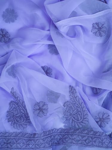 Image of Ada Hand Embroidered Lucknow Chikankari Unstitched Georgette Dress Material Suit Set for Women