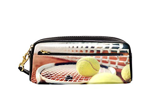 Tizorax Tennies Ball Raquette Sur Court Trousse à crayons en cuir PU pour étudiants Cover
