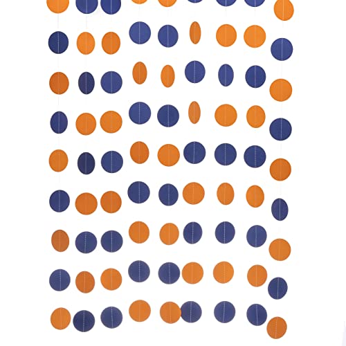 WEVEN Orange Blue Paper Garland Party Decorations Circle Dot Backdrop Party Banner Streamers 30 Feet