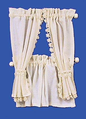 Melody JaneDolls House Cream Cabin Curtain Tie Back Set Miniature 1:12 Window Accessory