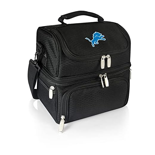 PICNIC TIME Black Detroit Lions Pranzo Lunch Tote