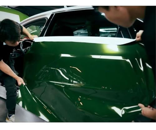 Image of Dark Green Glossy Car Wrap Vinyl Car Wrap, Bubble Free Self Adhesive Car Vinyl Wrapping Sheet for Cars and Motorbikes (24 x 62 inch)