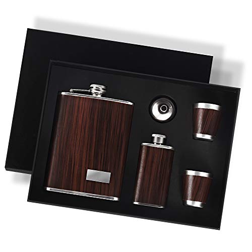 KWANITHINK Hip Flask Gift Set, Stainless Steel Flask for Liquor 9oz + 2oz