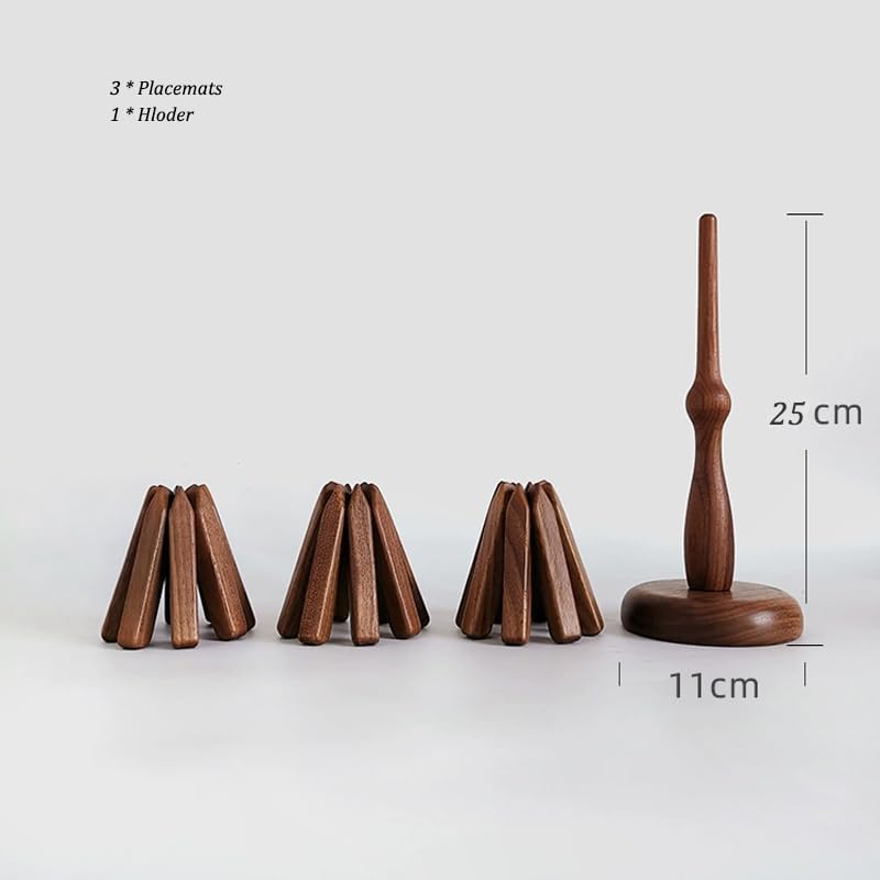 Miniatura 4 de A Tree Design - Juego de 3 salvamanteles de cocina de madera de haya, almohadillas resistentes al calor para platos calientes, olla, tazón, tetera,