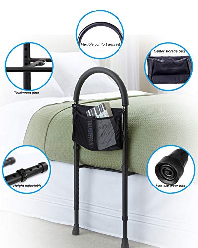 ZJDU Bar De Asistencia De Cama con Bolsillo De Almacenamiento, Las Mujeres Embarazadas Se Levantan De Manera Segura, Riel De Cama Ajustable En Altura para Adultos Mayores
