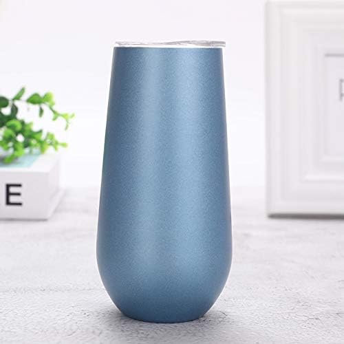 6 oz Stainless Steel Champagne Tumbler Stemless Glasses with Lid, Double Wall Insulated Travel Mug Perfect for Wine, Coffee, Drinks, Champagne, Cocktails, Colorful (Light blue) - Image 5