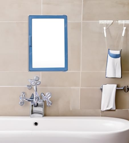 Image of PGen Small Size Mini Wall Mounted Mirror Storage Cabinet Organiser Shelf for Bathroom Kitchen Washbasin Dressing Room (Navy Blue)