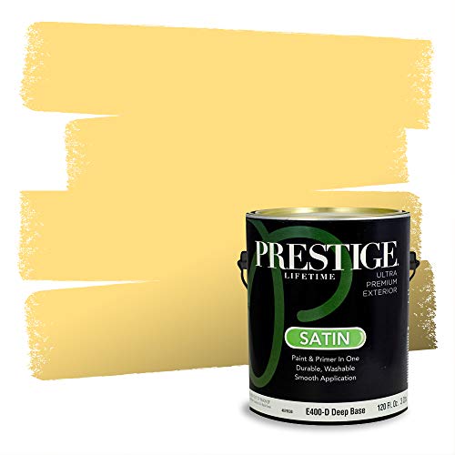 PRESTIGE Paints Exterior Paint and Primer In One, 1-Gallon, Satin, Comparable Match of Valspar* Hint of Honey*