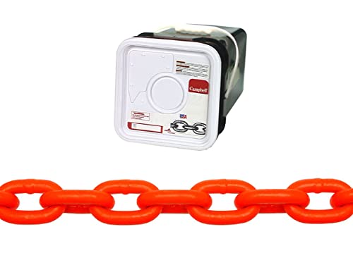 Campbell HV0184526 System 4 Grade 43 Carbon Steel High Test Chain in Square Pail, Hi-Visibility Orange Polycoated, 5/16