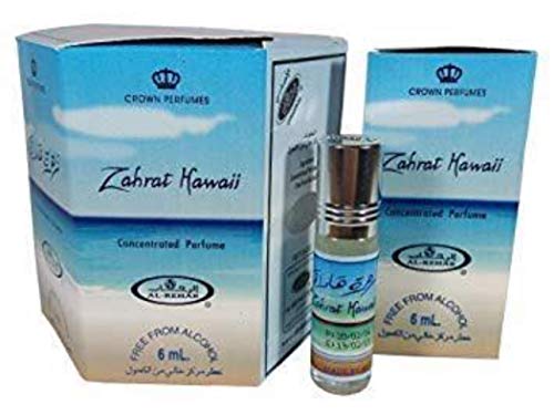 Business Square Pack de 6 almizcle perfume al Rehab Zahrat Hawaii 6 ml 100% aceite