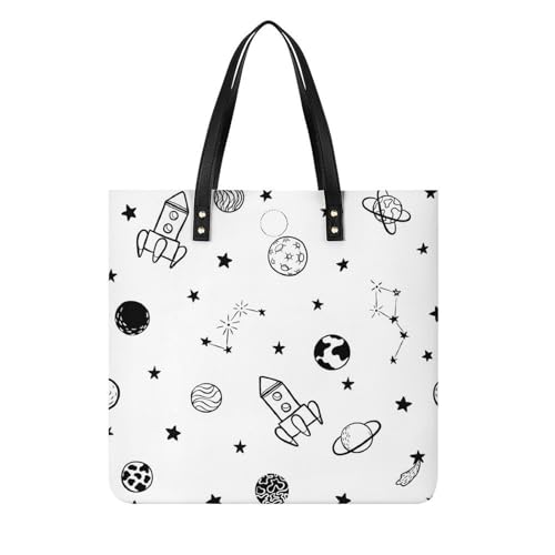 Sac à main planètes fusées femmes grand tote bag souple pour le voyage