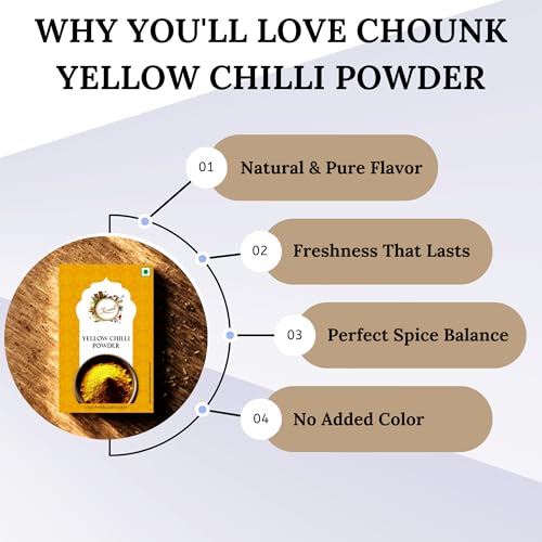 Chounk Yellow Mirch Powder | Pure and Natural Peeli Mirchs Powder | Pili Mirch Masala with No Artificial Colors and No Preservatives Yellow Chilli Masala 200g (100g X 2)