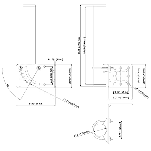 Aimeboost 1.5" Diameter Antenna Mount Pole Bracket To Wall For Outside Antenna Weather Station 10" Length Universal Antenna Mast Mounting Pole Clamp Adjustable Angle #TOP2