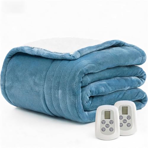 Heated Blanket Electric Blanket King 100'x90' Heating Blanket with Dual Control 10 Heat Levels...