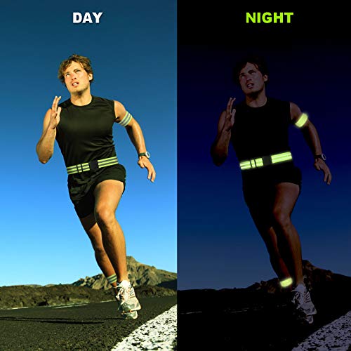 Morbeste 6 PCS Reflective Running Gear, High Visibility Glow Safety Reflective Belt or Sash, Lightweight Reflective Band Strap for Running, Walking, Cycling - Fits Women, Men, Kids (Green) - Thumbnail 6