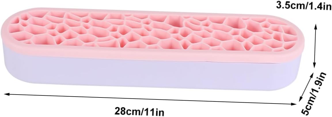 Ipetboom Silicone Makeup Brush Shelf Holder for Drying and Display, Pink image 2