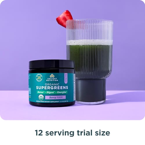 Ancient Nutrition Organic Berry Super Greens Powder, 3.2 OZ - image 6
