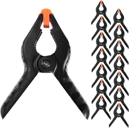 Pinces à ressort puissantes de 11,7 cm en plastique robuste avec mors orientables x15