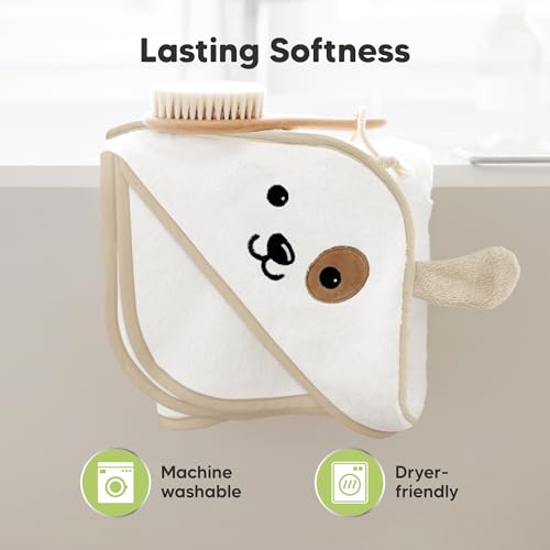 Image of KeaBabies Hooded Baby Towel for Newborn, Baby Bath Towels (Dog, 30x30) | Viscose Derived from Bamboo, Large Baby Towels with Hood, Boys, Girls, Toddler, Soft Absorbent Baby Bath Essentials