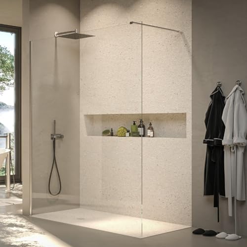 VAROBATH | Mampara de Ducha FRESH Panel Fijo 8mm - Vidrio Templado de Seguridad con Tratamiento Antical (Perfilería Cromo, 90 X 200 CM)