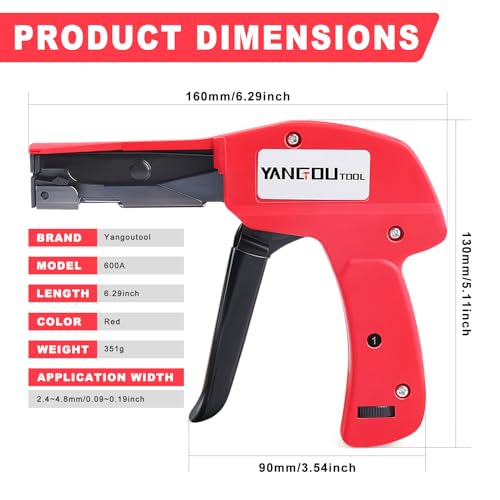 Yangoutool Ergonomic Cable Tie Gun: Hand-Operated Zip Tie Tool with 1-3 Adjustable Tension Settings, Efficient Fastening and Cutting - Thumbnail 7