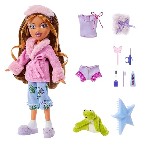 Bratz Slumber Party - Yasmin Fashion Doll - with 2 Sets of Pajamas, Plush and Accessories Suitable for Children and Collectors