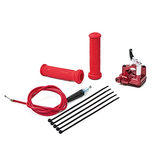 PUCKY New 7/8 22mm Thumb Throttle Cable Accelerator Handle Assembly for 50cc 70cc 90cc 110cc 125cc 250cc ATV Quad Go Kart TaoTao Pit Bike (Red)