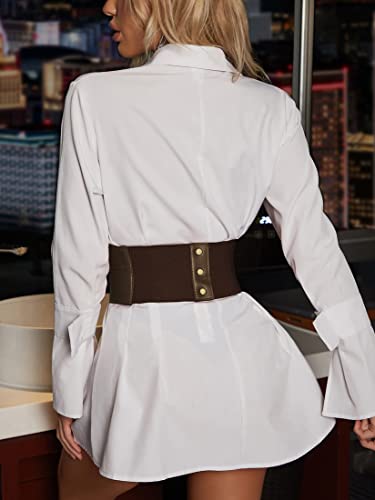 Alivila.y Fashion Women's Faux Leather Underbust Waist Belt Corset A14-Dark Brown-M #TOP2