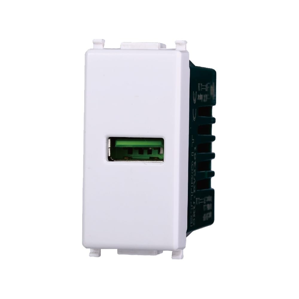 Зарядний пристрій Elektronova USB типу A 5V 2.1A білого кольору, сумісний із зарядним пристроєм Vimar Plana 2401