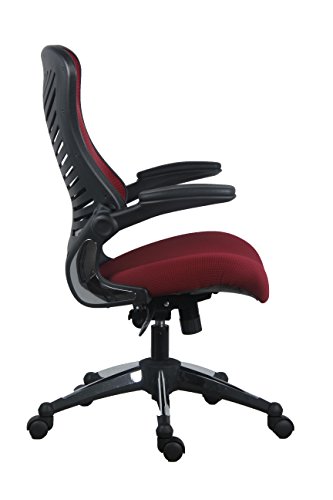 Office Factor Burgundy Office Chair, Ergonomic, Lumbar Support, Adjustable Executive & Task Chair For Office/Conference Room. Thick Seat & Raisable Arm Rest Mesh Back Office Chair – 250 Lbs Rated #TOP2
